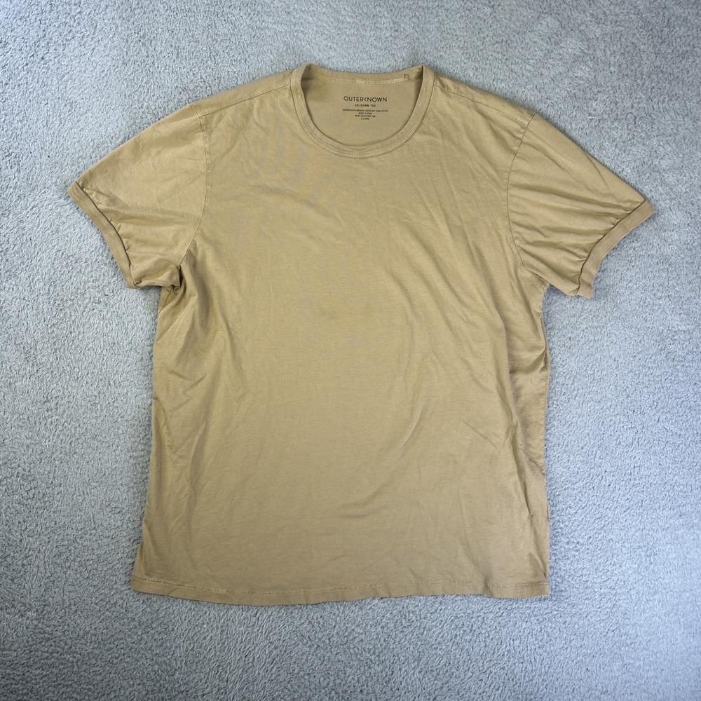 Outerknown T-Shirt Mens XL Tan Organic Pima Cotton Sojourn Tee Crew Sustainable